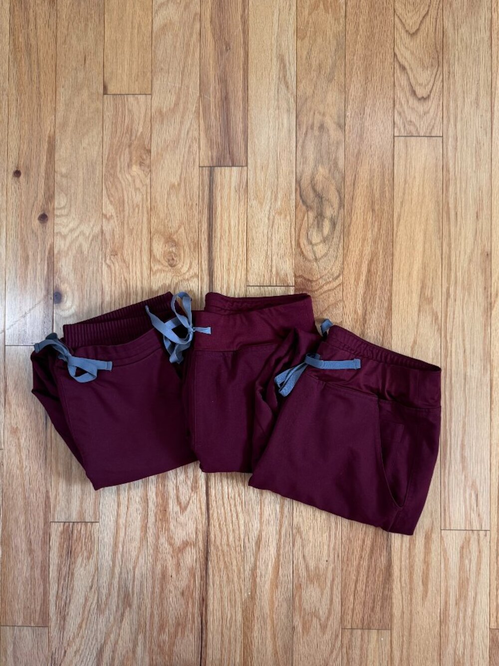 Lot of 3 FIGS Women's Scrub Pants Burgundy Medium Petite M/P